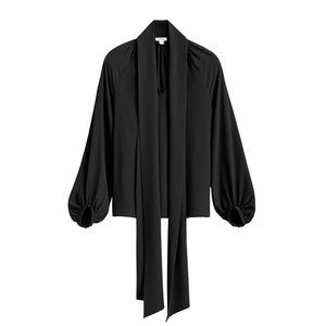 Cuyana Silk Bow Blouse